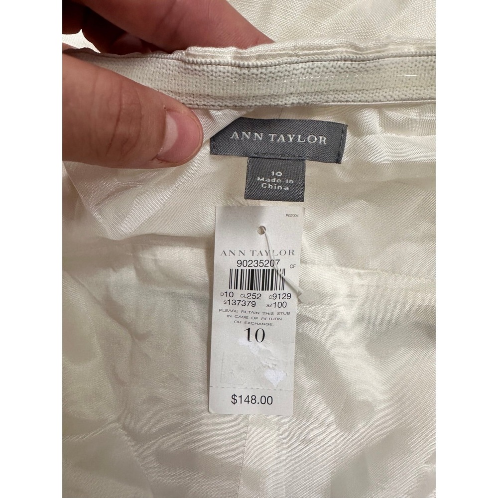 Ann Taylor NWT Linen Halter Floral Embroidered Coquette Dress Size 10 Feminine - Picture 8 of 11